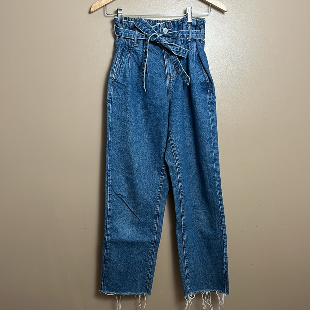 Dark Wash High Rise Garage Tie Jeans